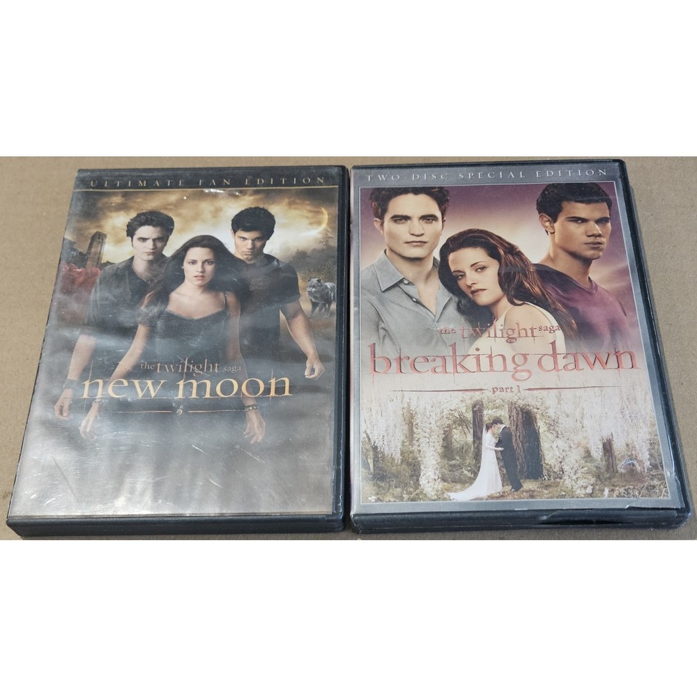 Twilight Saga DVD Lot New Moon & Breaking Dawn‎ Part 1 2 Disc Bundle